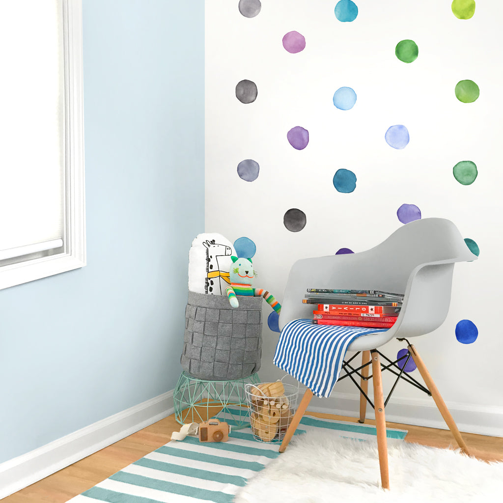 Rainbow Watercolor Dot Wall Decals - Small