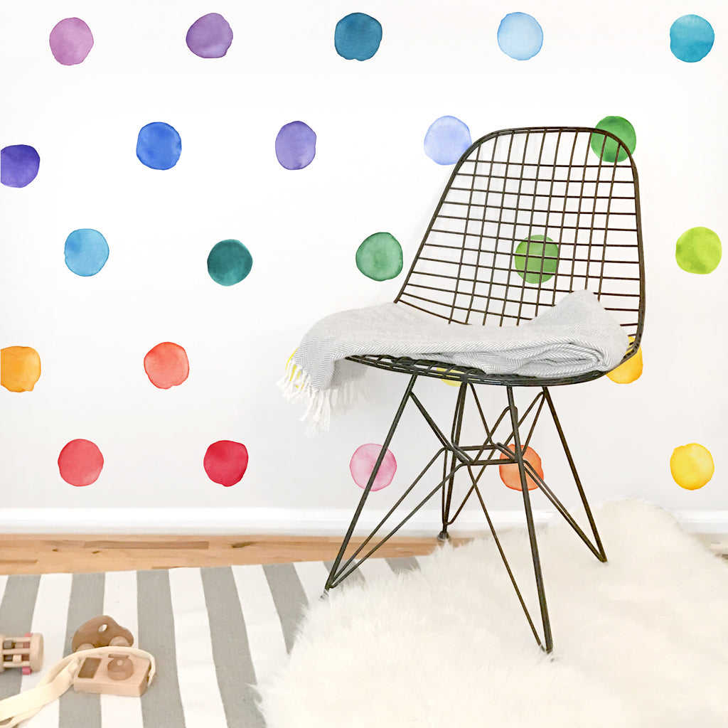 Rainbow Watercolor Dot Wall Decals - Small