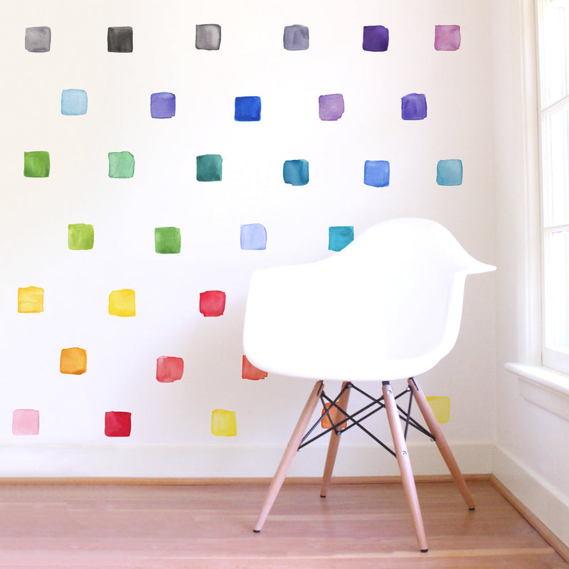 Rainbow Watercolor Square Wall Decal Set - Small