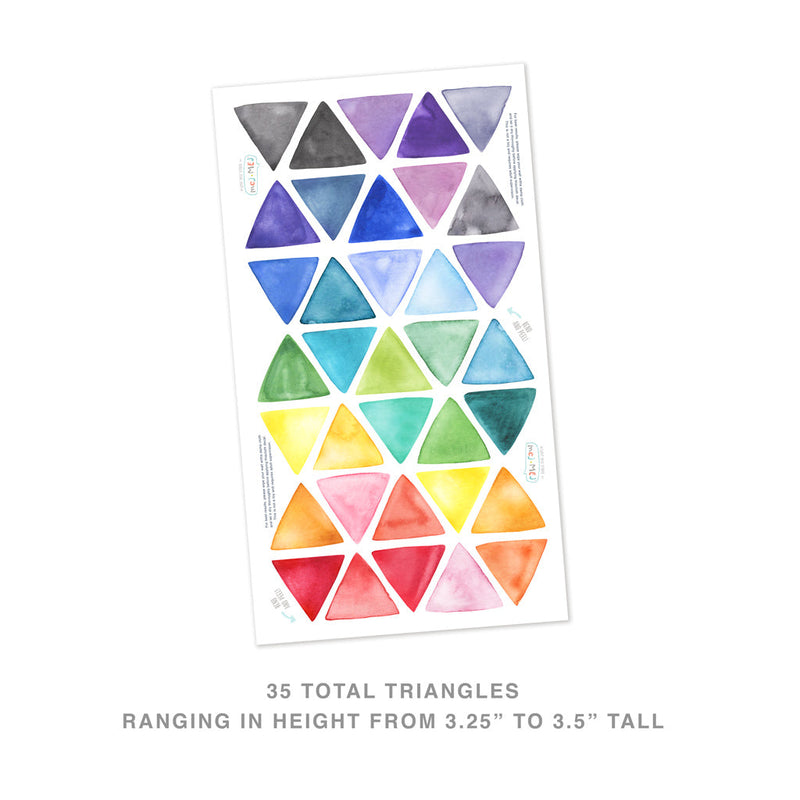 Rainbow Watercolor Triangle Wall Decal Set - Small