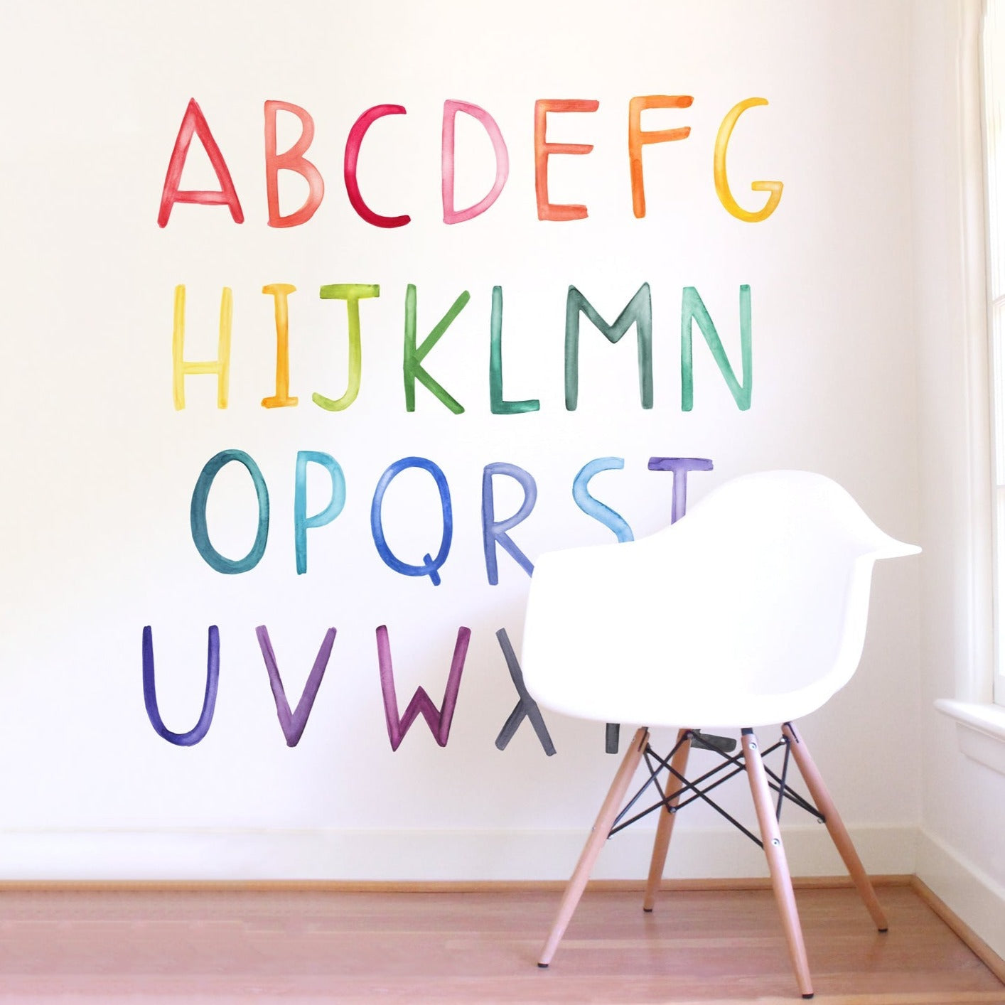Uppercase Rainbow Watercolor Letters Wall Decal Set – Project Nursery