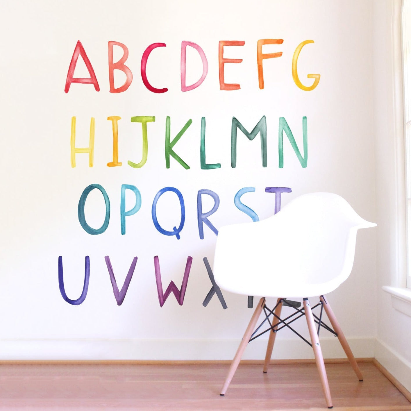 Uppercase Rainbow Watercolor Letter Wall Decals