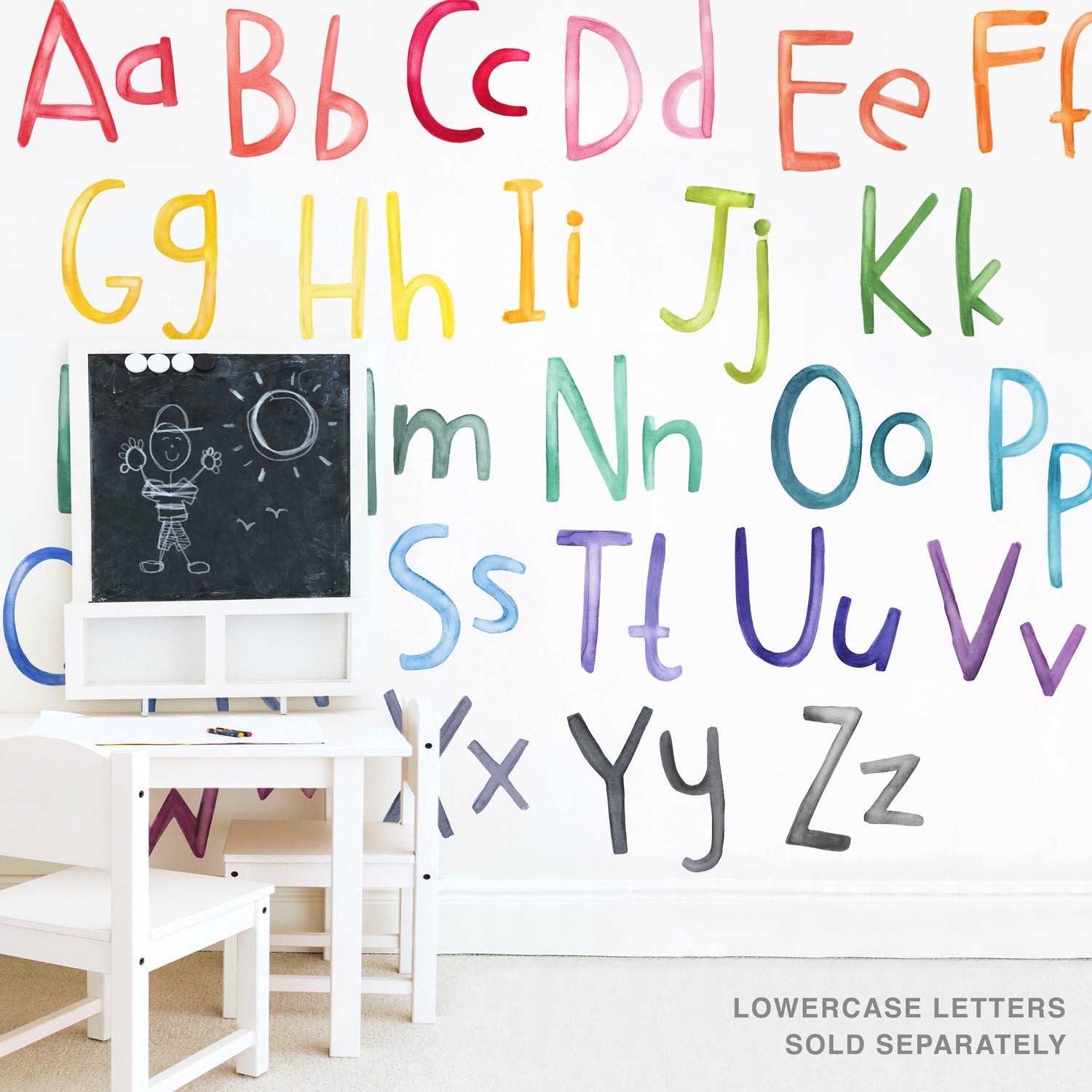 Uppercase Rainbow Watercolor Letter Wall Decals