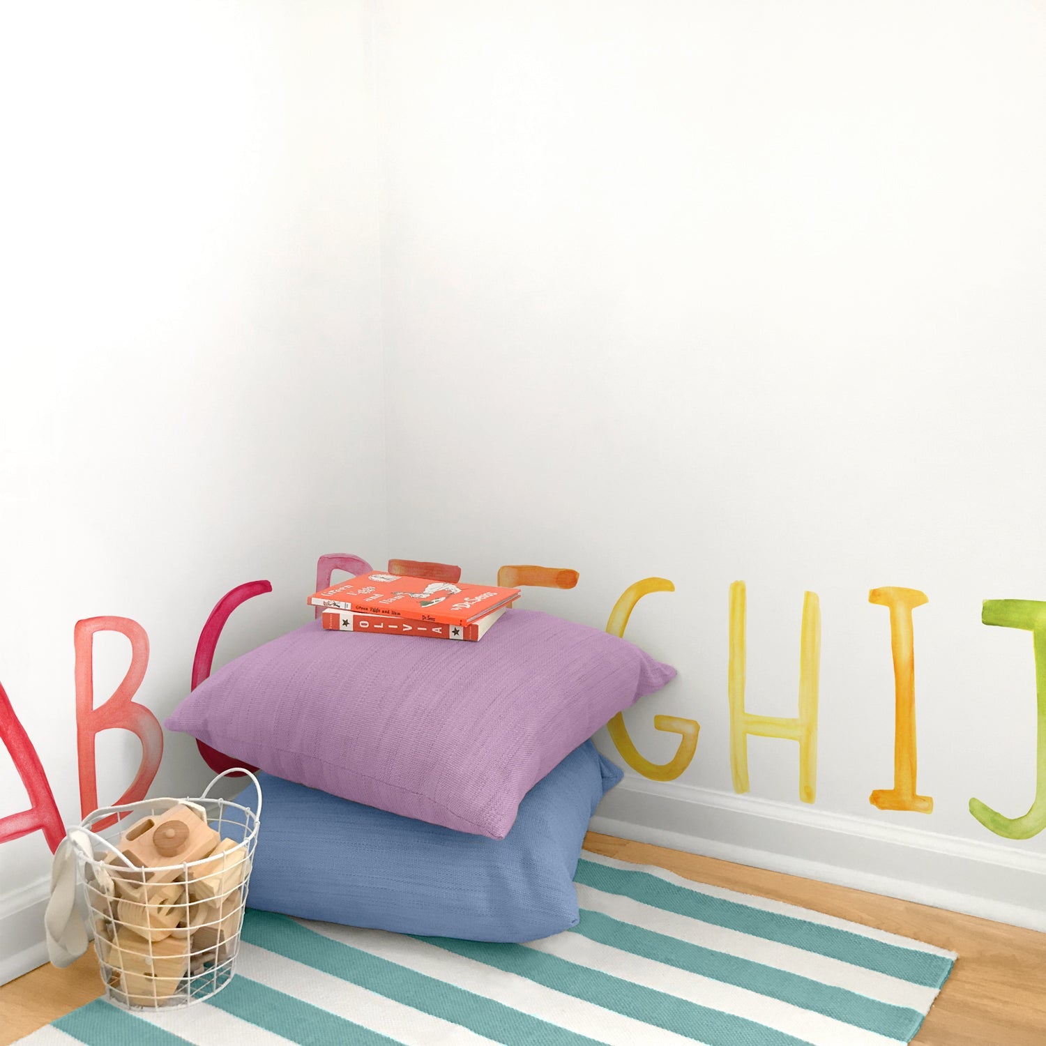 Uppercase Rainbow Watercolor Letter Wall Decals