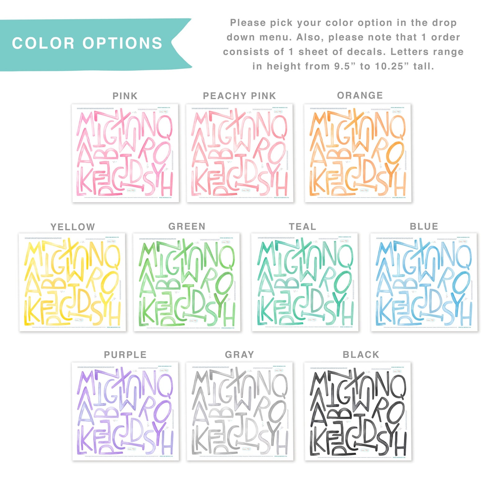 Uppercase Watercolor Letter Wall Decals