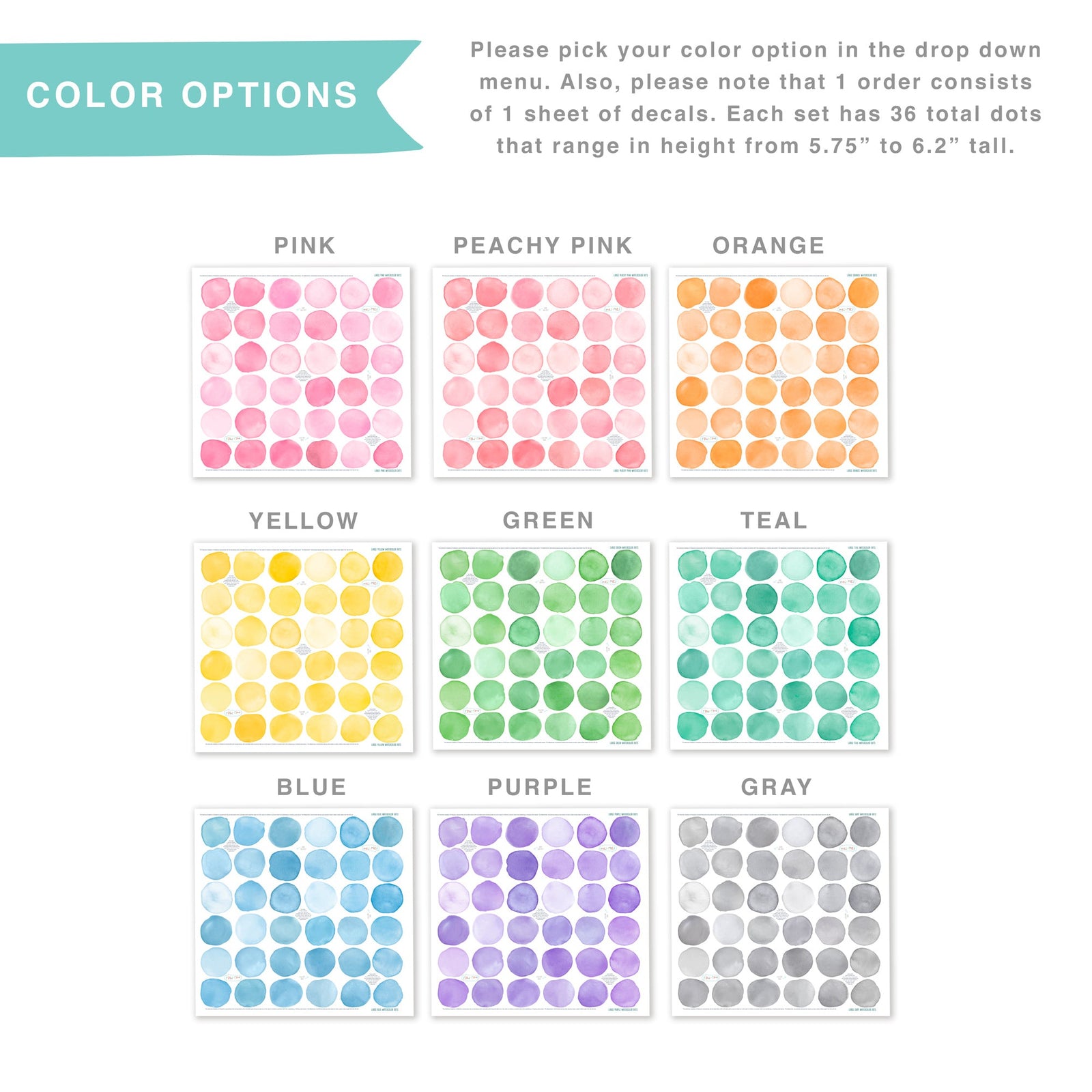 Watercolor Dot Wall Decals - Large