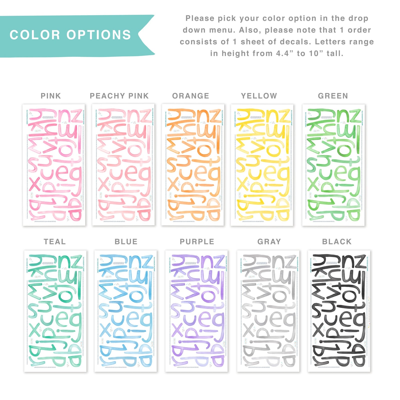 Lowercase Watercolor Letter Wall Decals