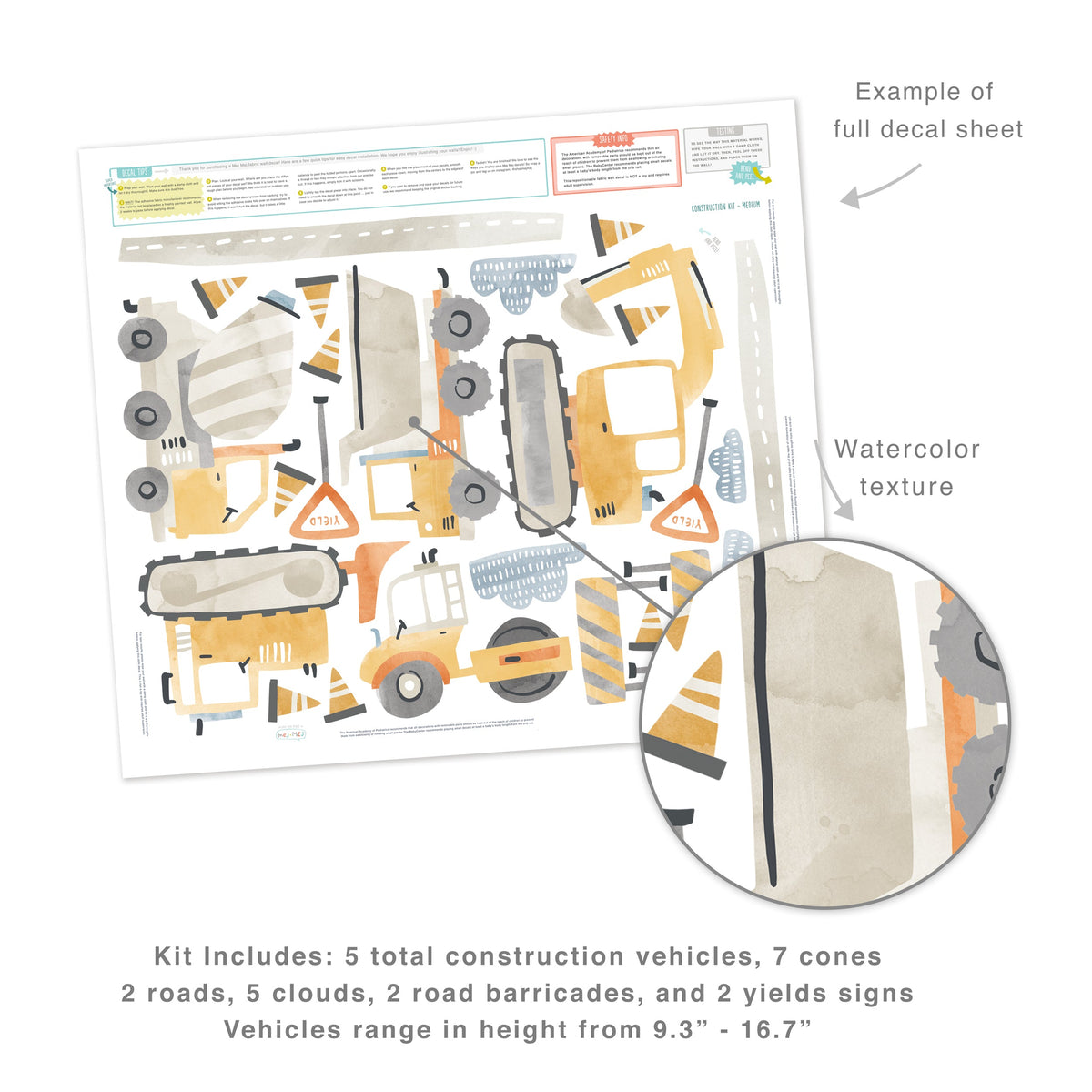 Construction Wall Decals - Medium