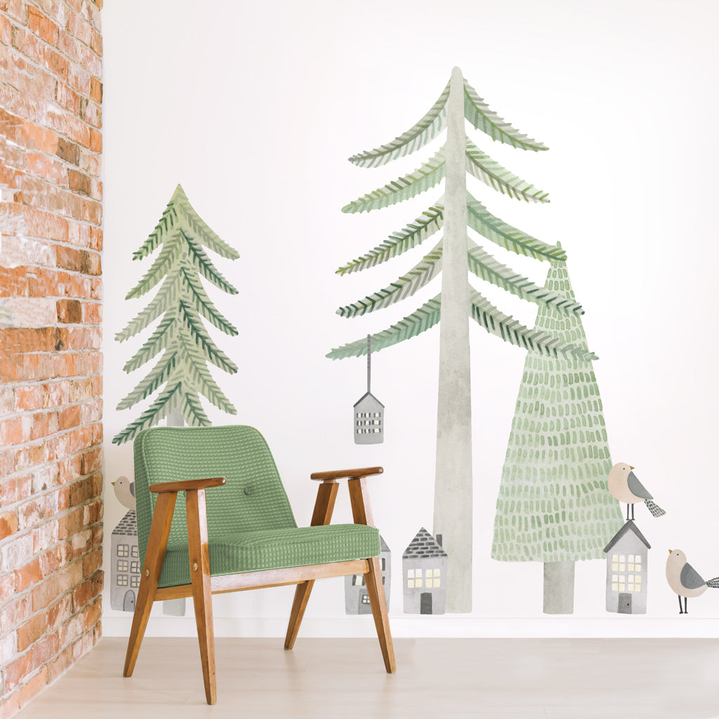 Evergreen Pine Forest Wall Decals - Large