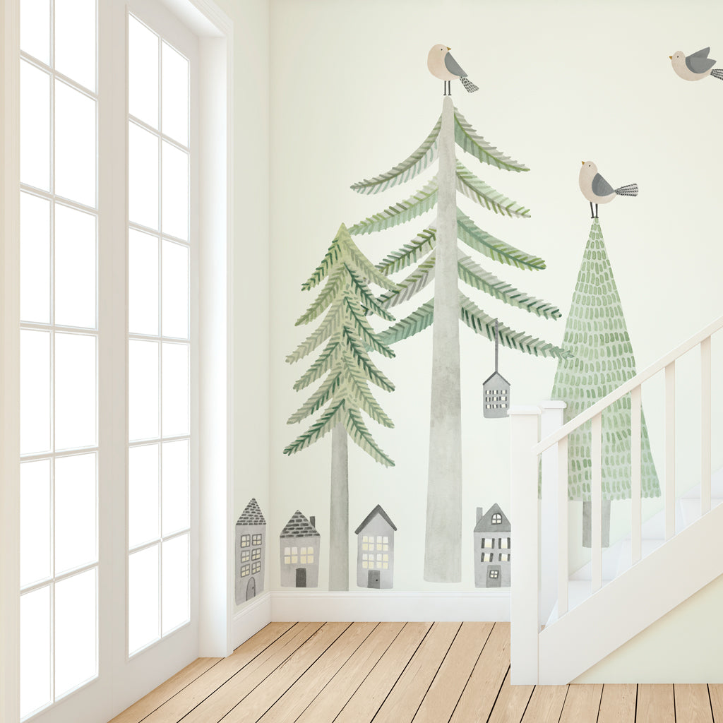 Evergreen Pine Forest Wall Decals - Large