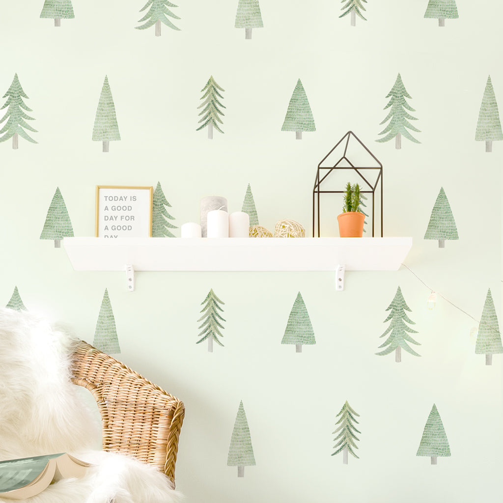 Evergreen Tree Toss Wall Decals