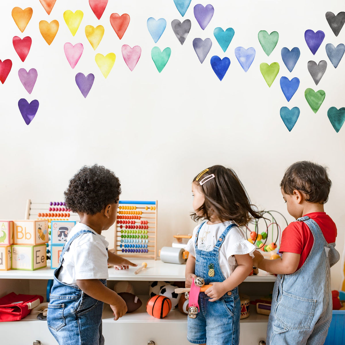 Rainbow Watercolor Heart Wall Decals - Small