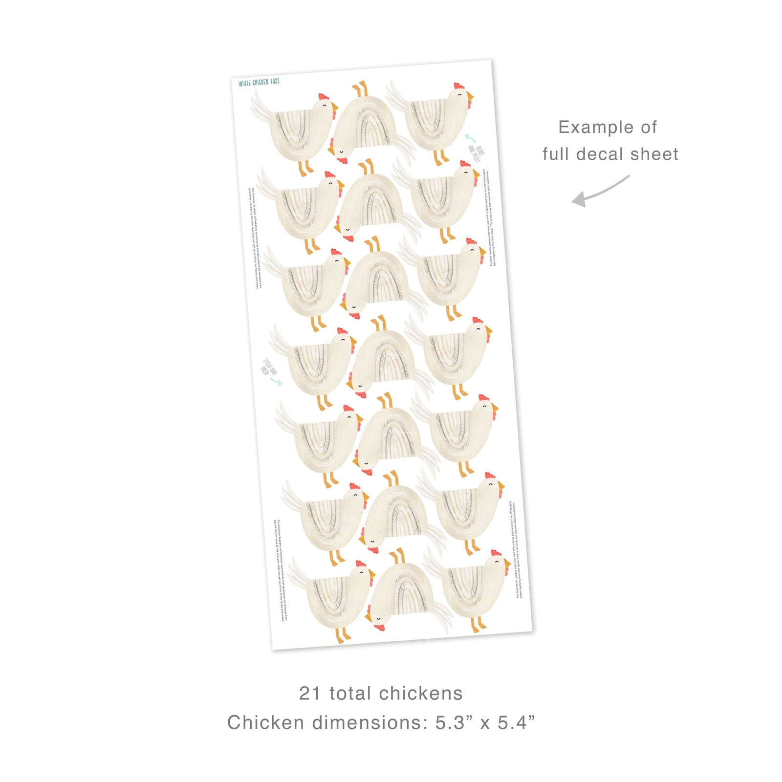 White Chicken Toss Wall Decals