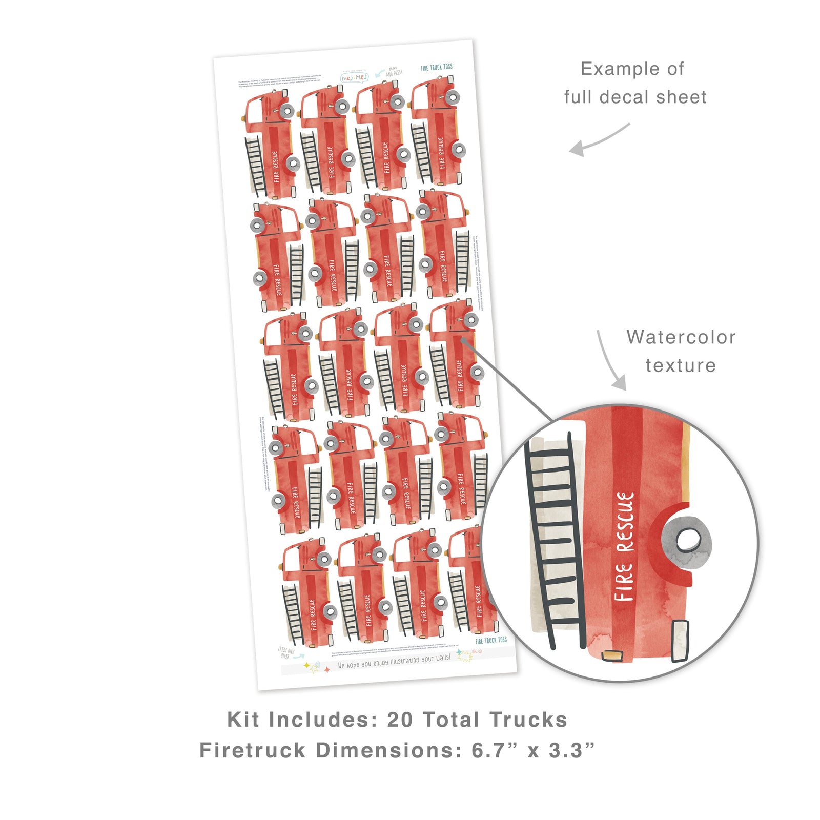 Fire Truck Toss Wall Decals