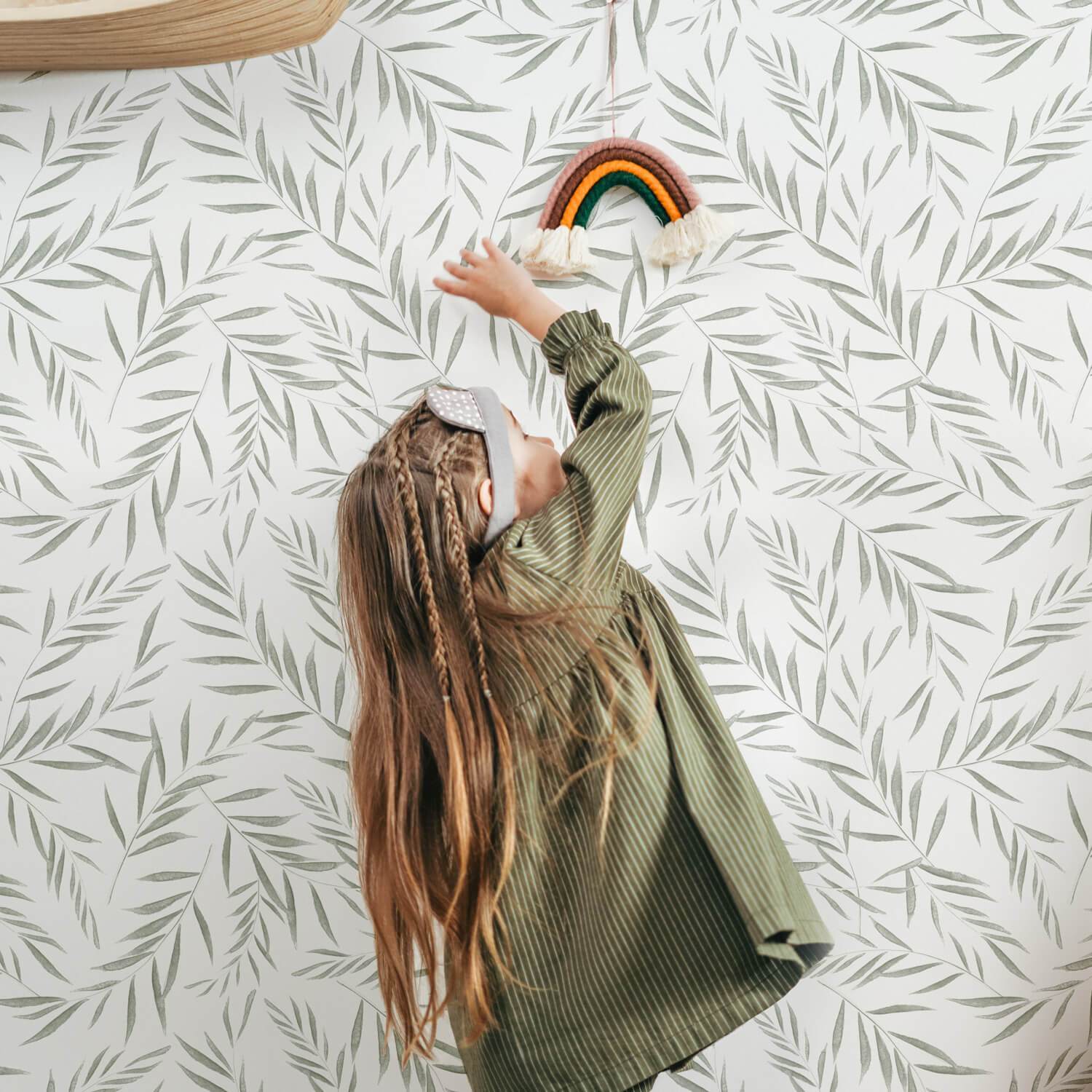 Light Green Botanical Foliage Wallpaper - Project Nursery