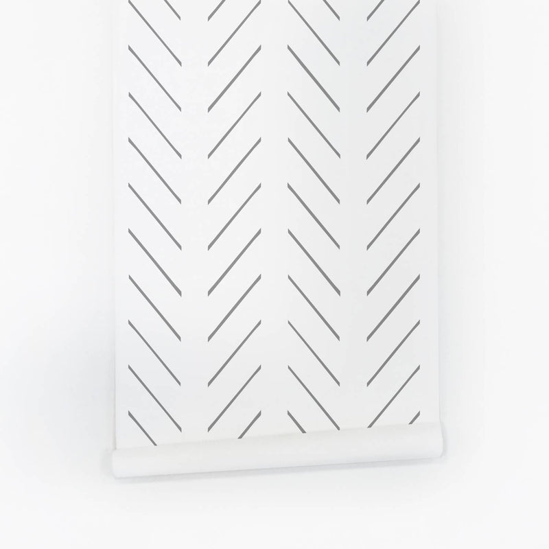Gray Delicate Herringbone Wallpaper - Project Nursery