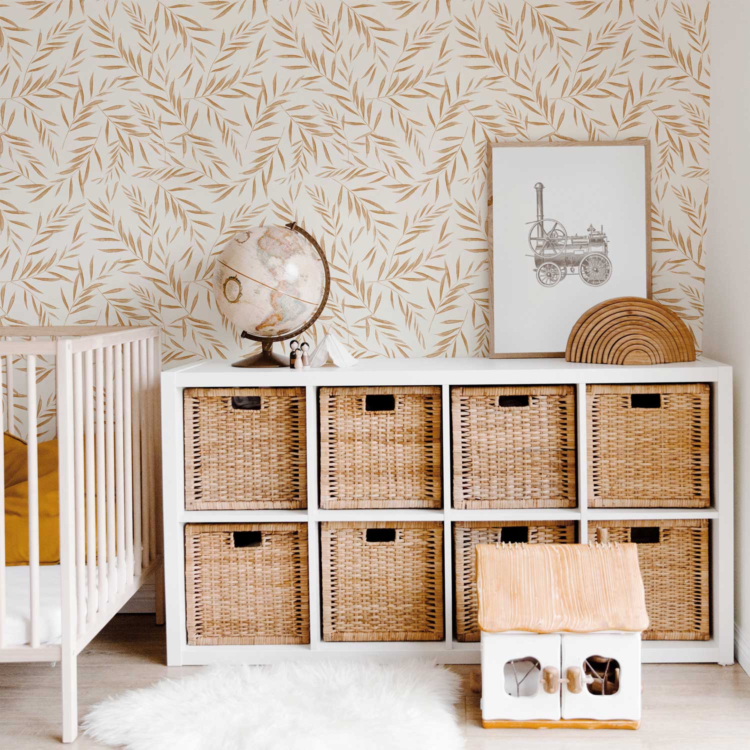 Neutral Desert Leaf Wallpaper - Project Nursery