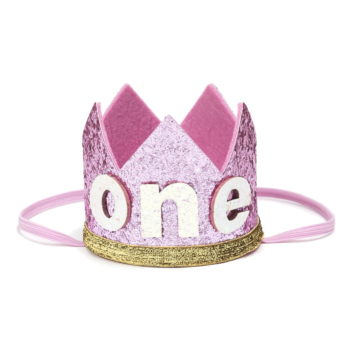 Birthday Party Crown - Pink + Gold Glitter - Project Nursery