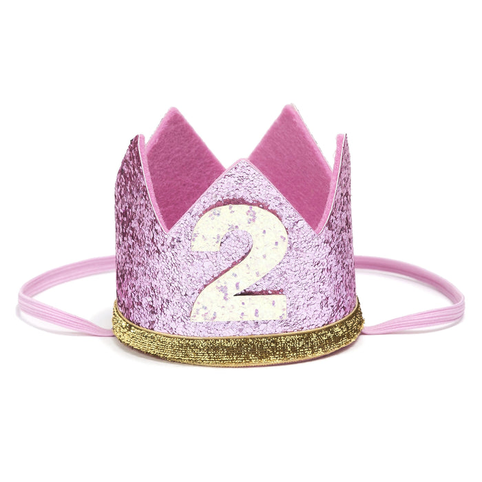 Birthday Party Crown - Pink + Gold Glitter - Project Nursery