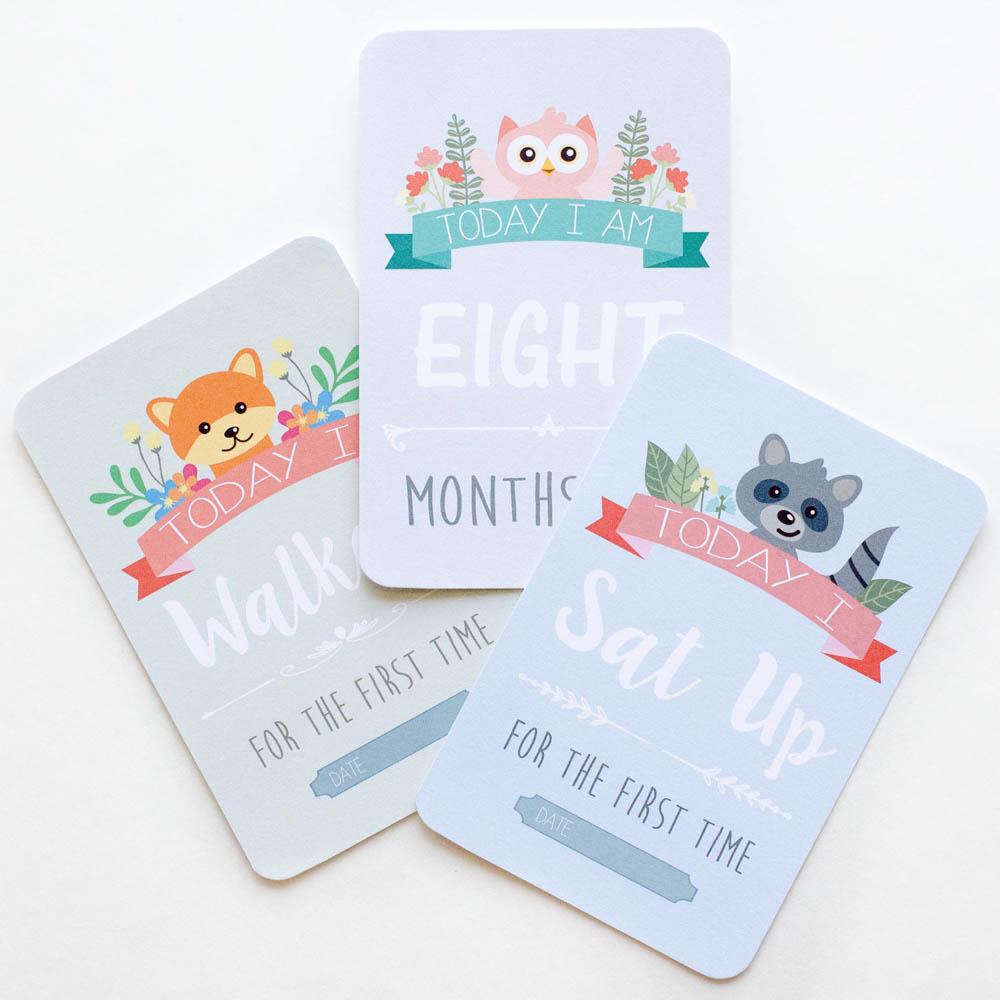 Baby Milestone + Moment Cards - Unisex Woodland Collection - Project Nursery