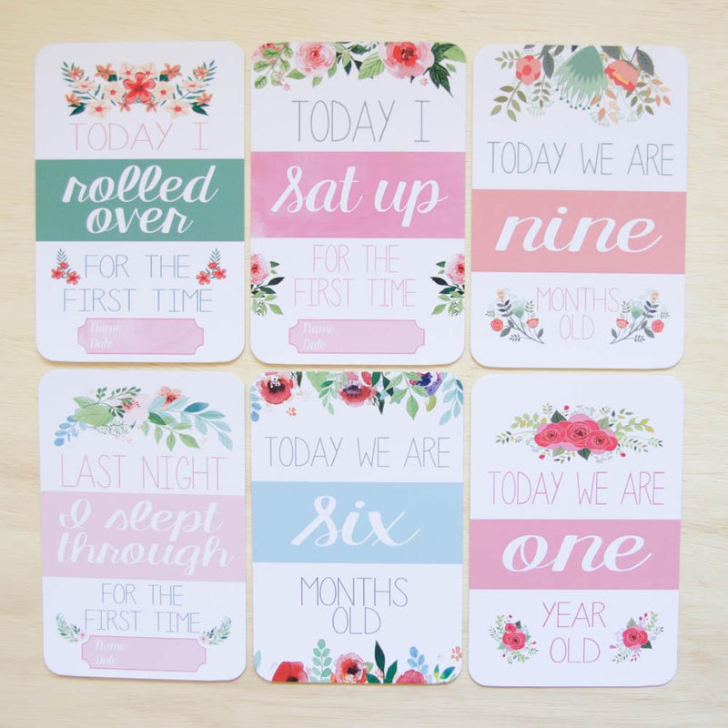 Twin Baby Milestone + Moment Cards - Floral Collection - Project Nursery