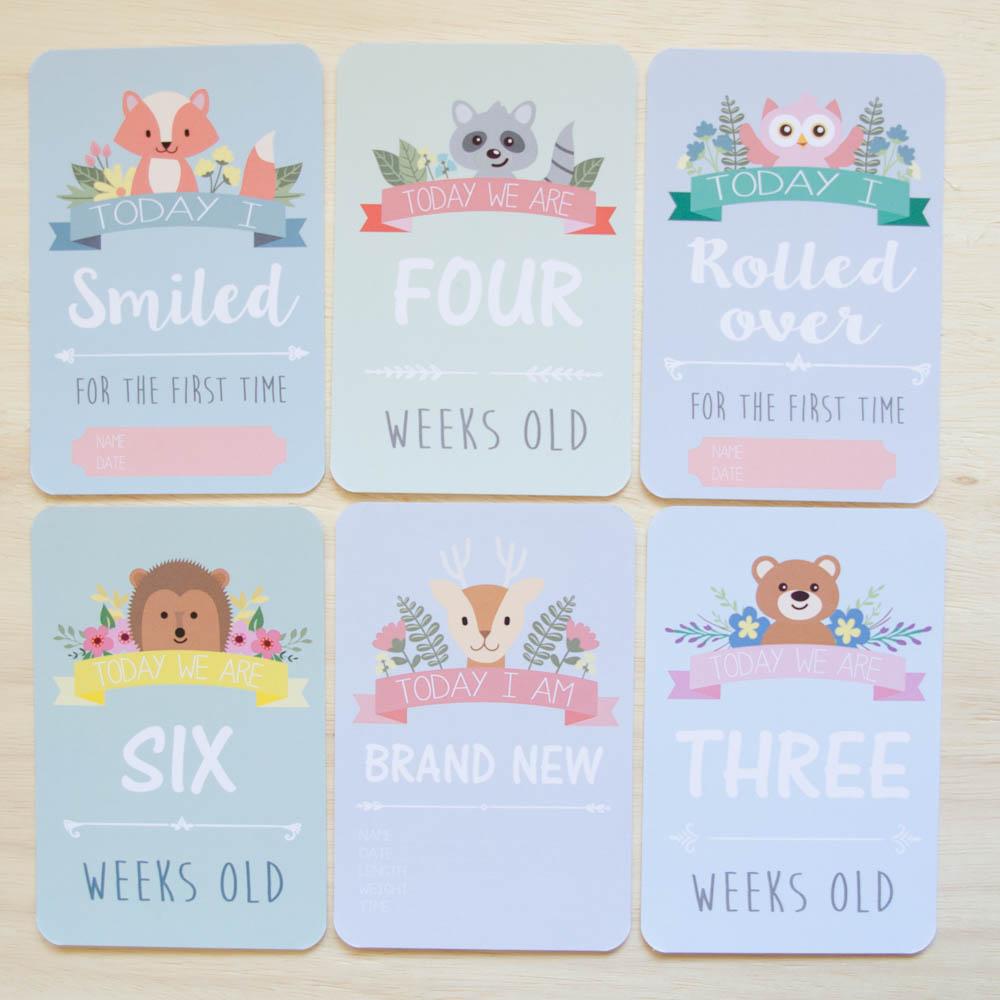 Twin Baby Milestone + Moment Cards - Woodland Collection - Project Nursery