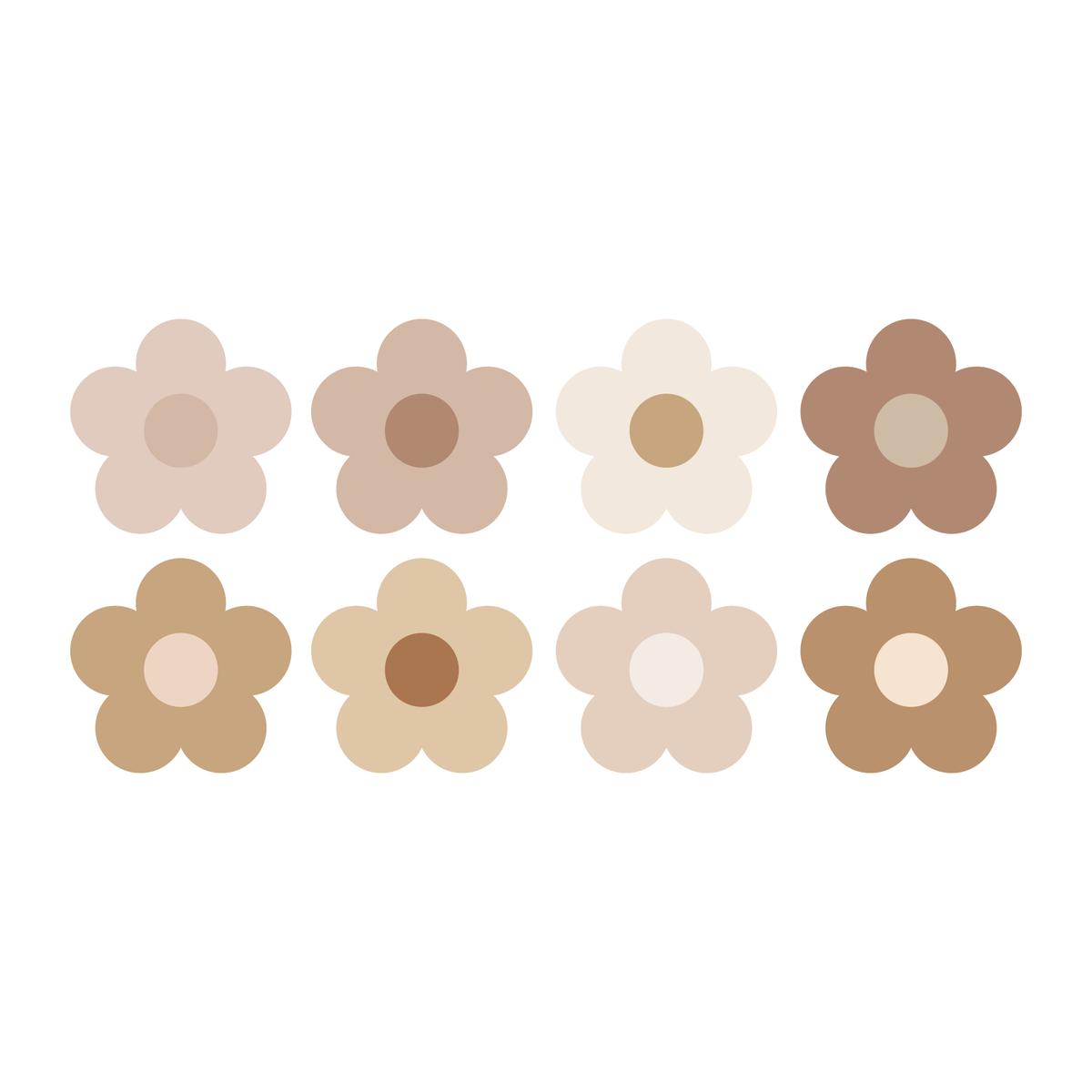 Round Flower Wall Decals - Brown