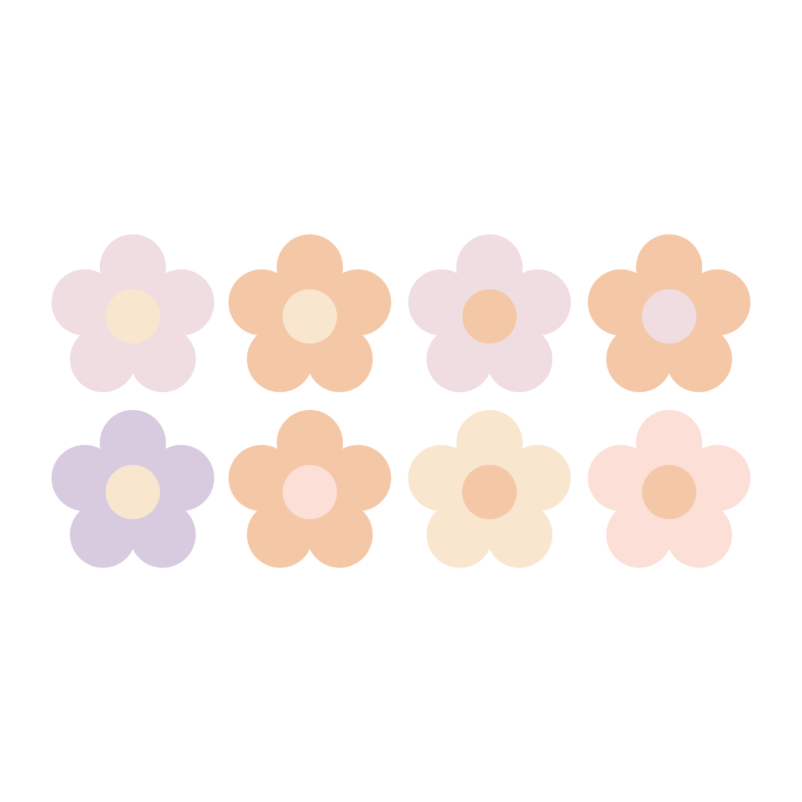Round Flower Wall Decals - Pastel