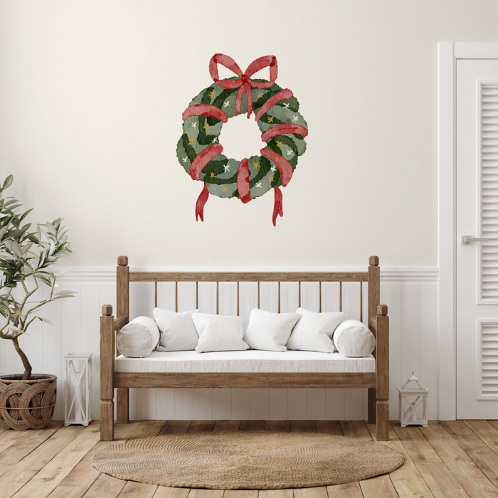 Large Bow Holiday Wreath Wall Decal