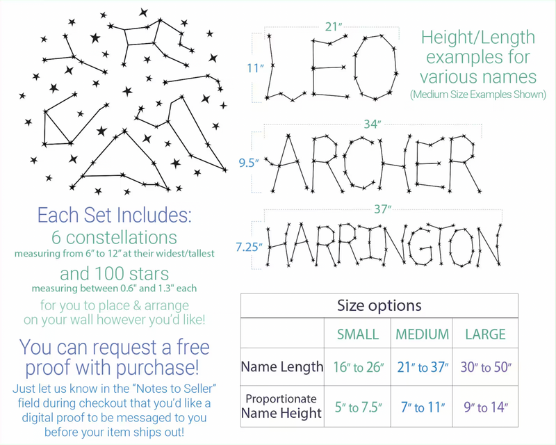 Personalized Constellation Stars Name Wall Decal Set