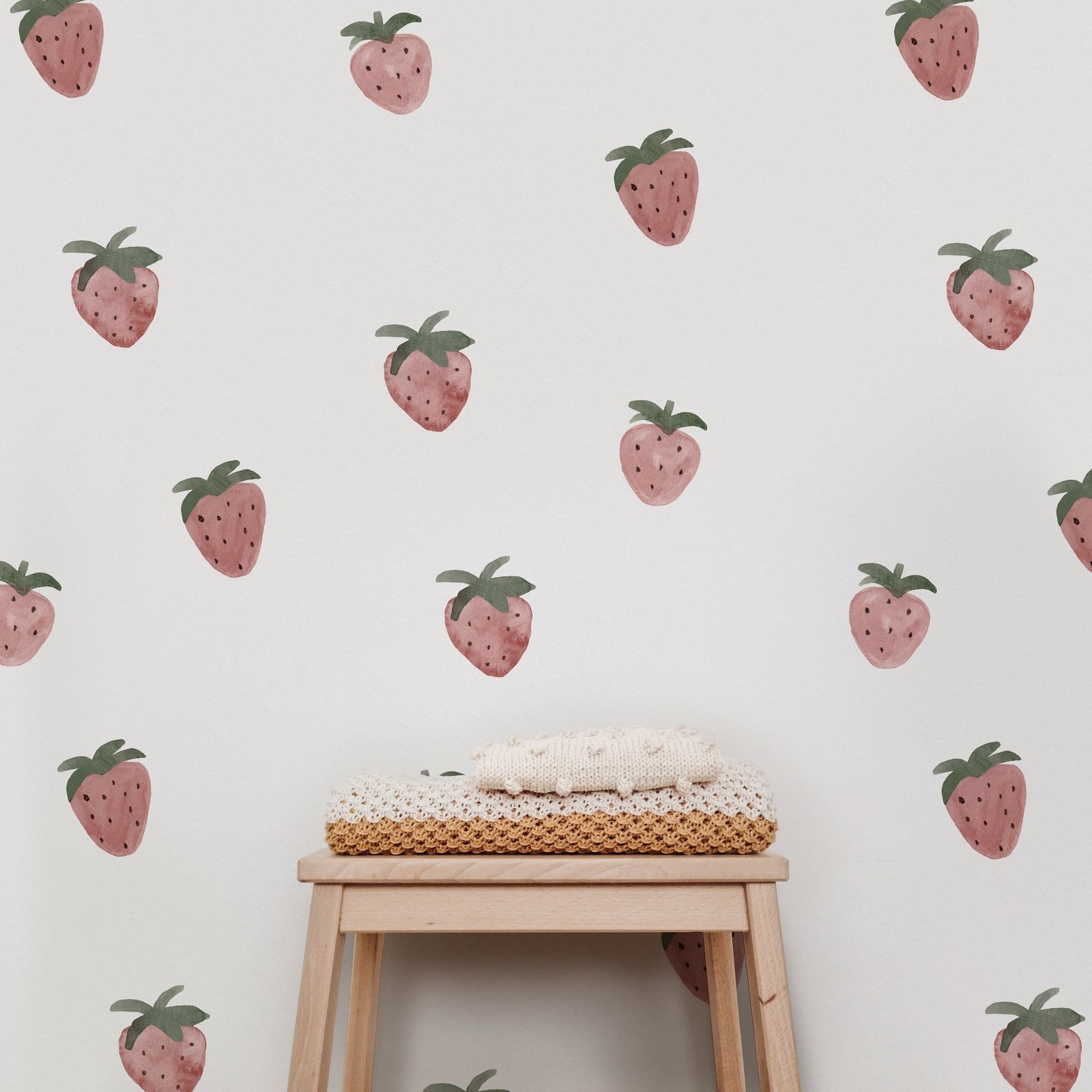 Strawberry Wall Decals - Muted Pink