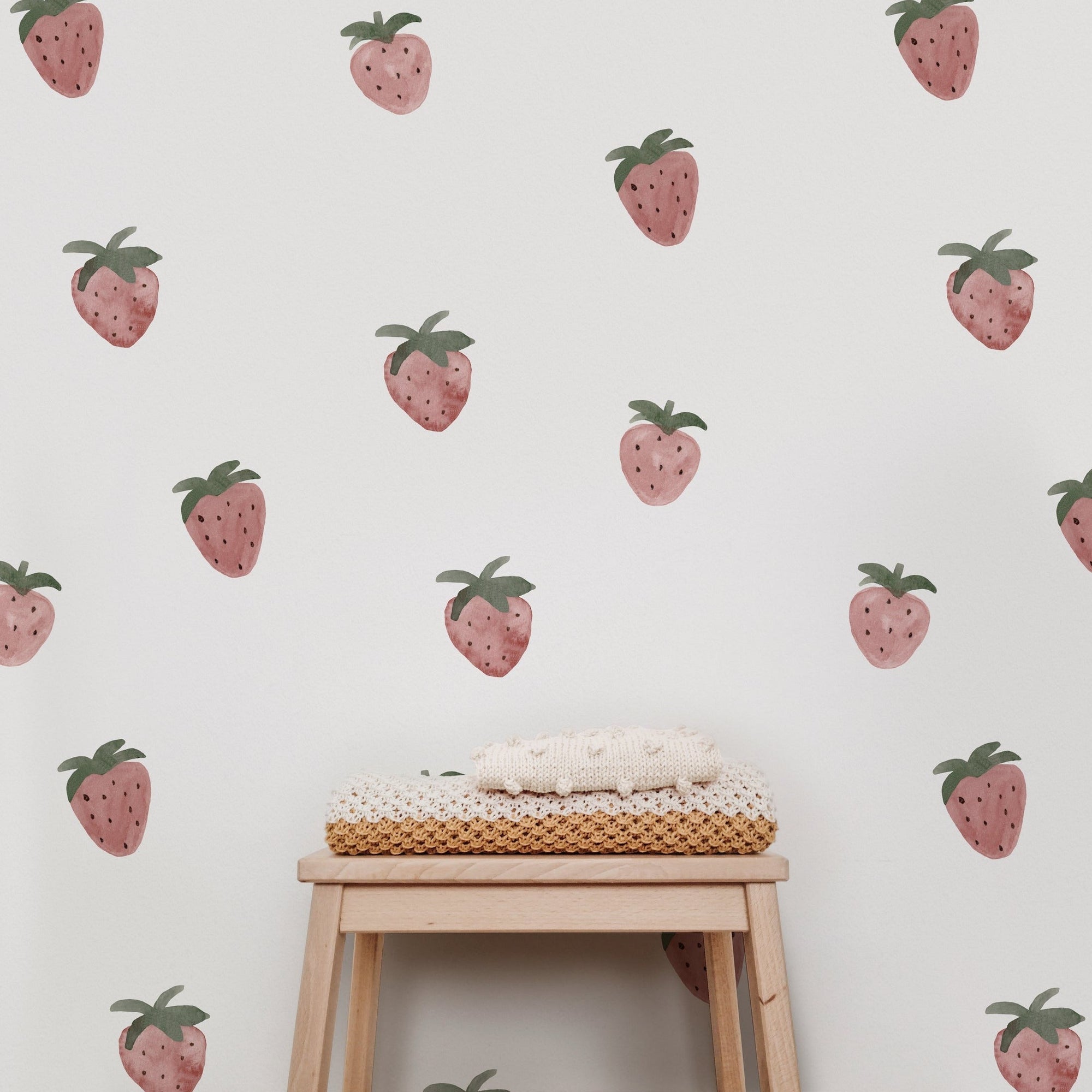 Strawberry Wall Decals - Muted Pink