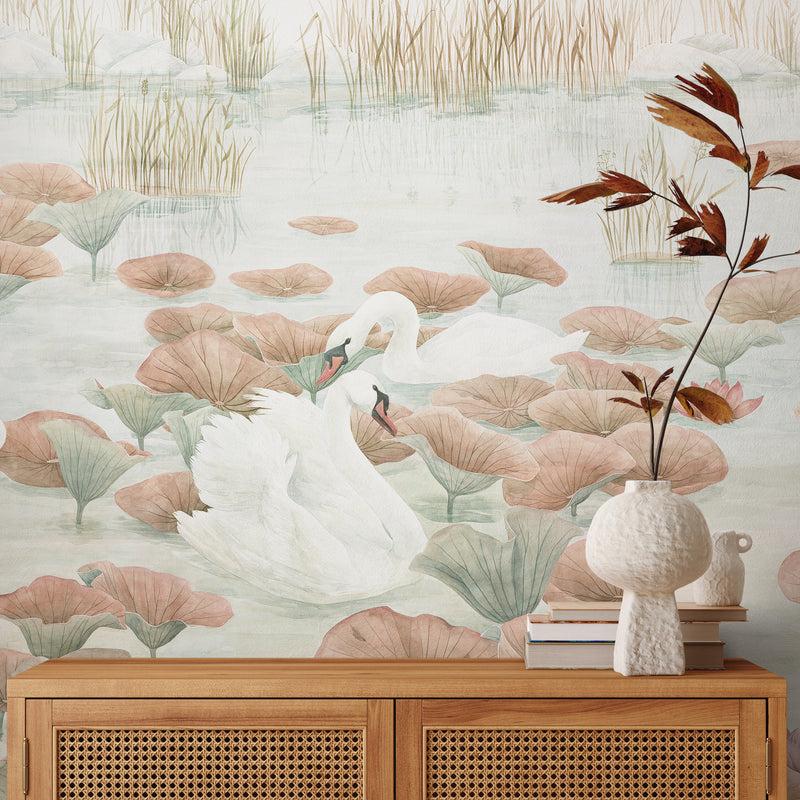 Classic Swan Lake Mural Wallpaper
