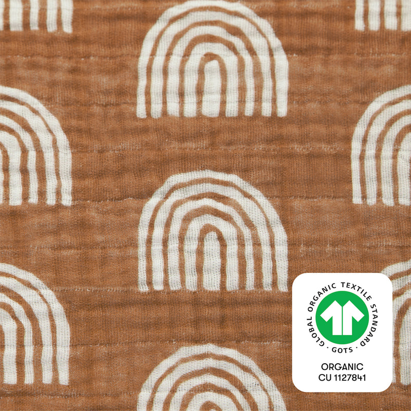 Terracotta Rainbow Swaddle in GOTS Certified Organic Muslin Cotton