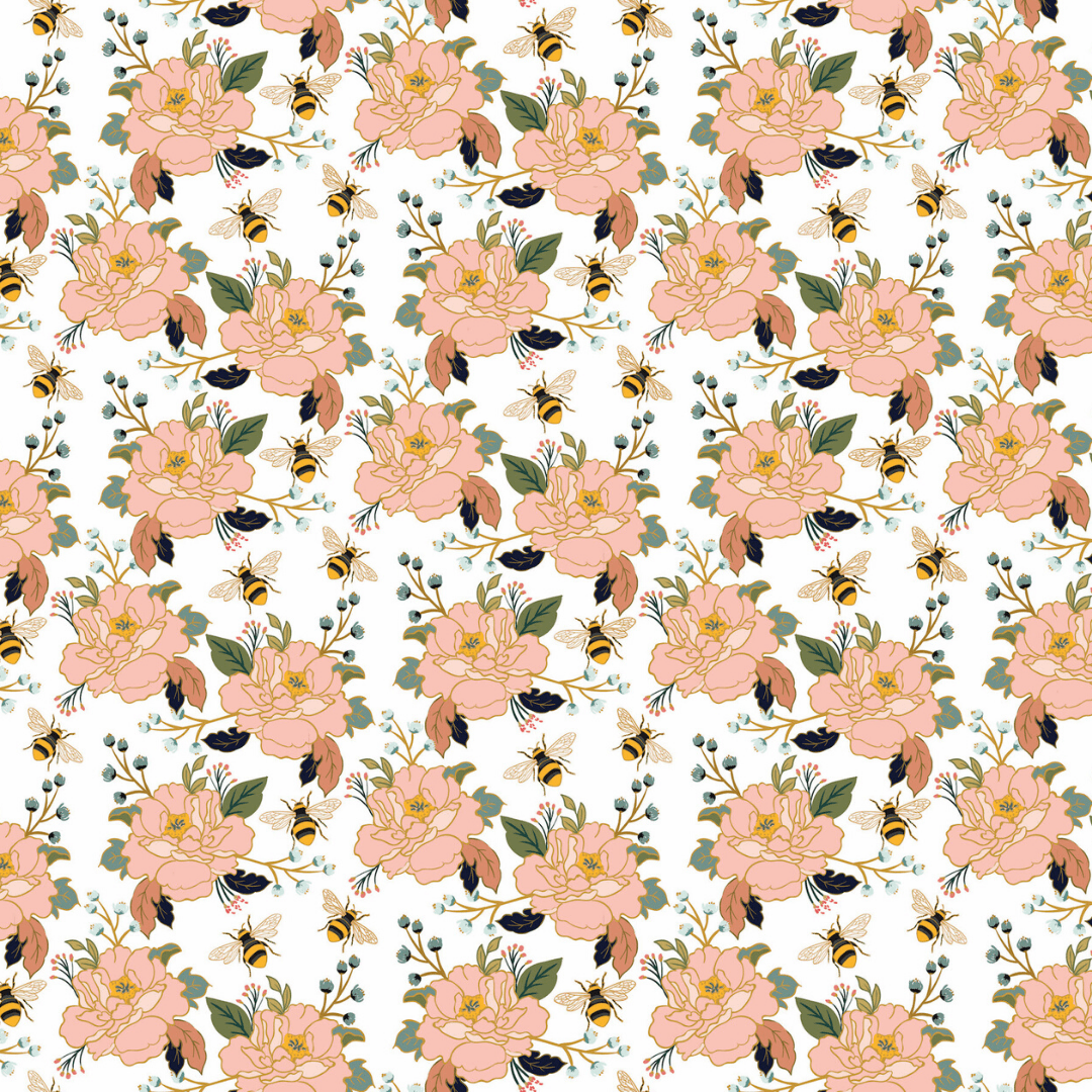 Flowers + Honey Bee Wallpaper Mural - Project Nursery