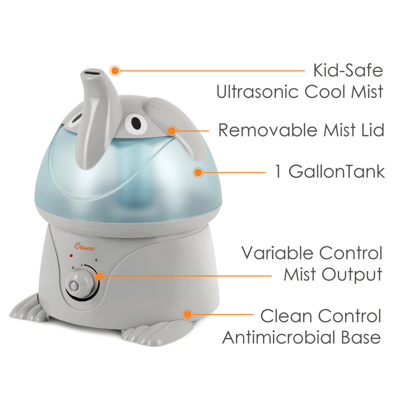 Crane Ultrasonic Cool Mist Humidifier - Elliot the Elephant - Project Nursery