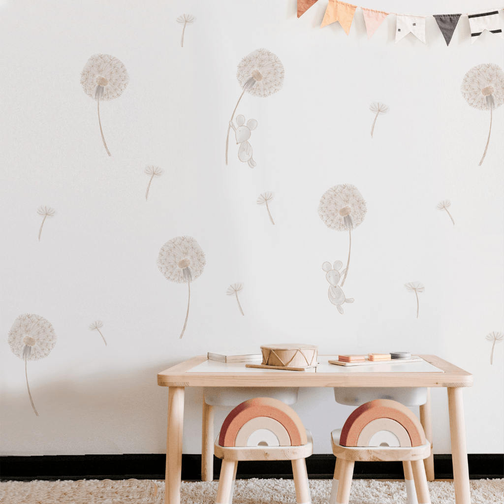 Flying Mouse & Dandelions Wall Decal Set - Project Nursery