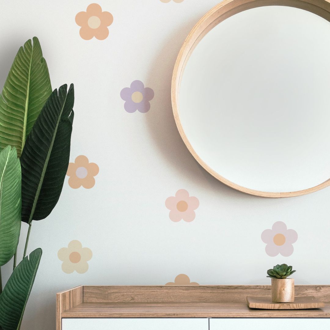 Round Flower Wall Decals - Pastel