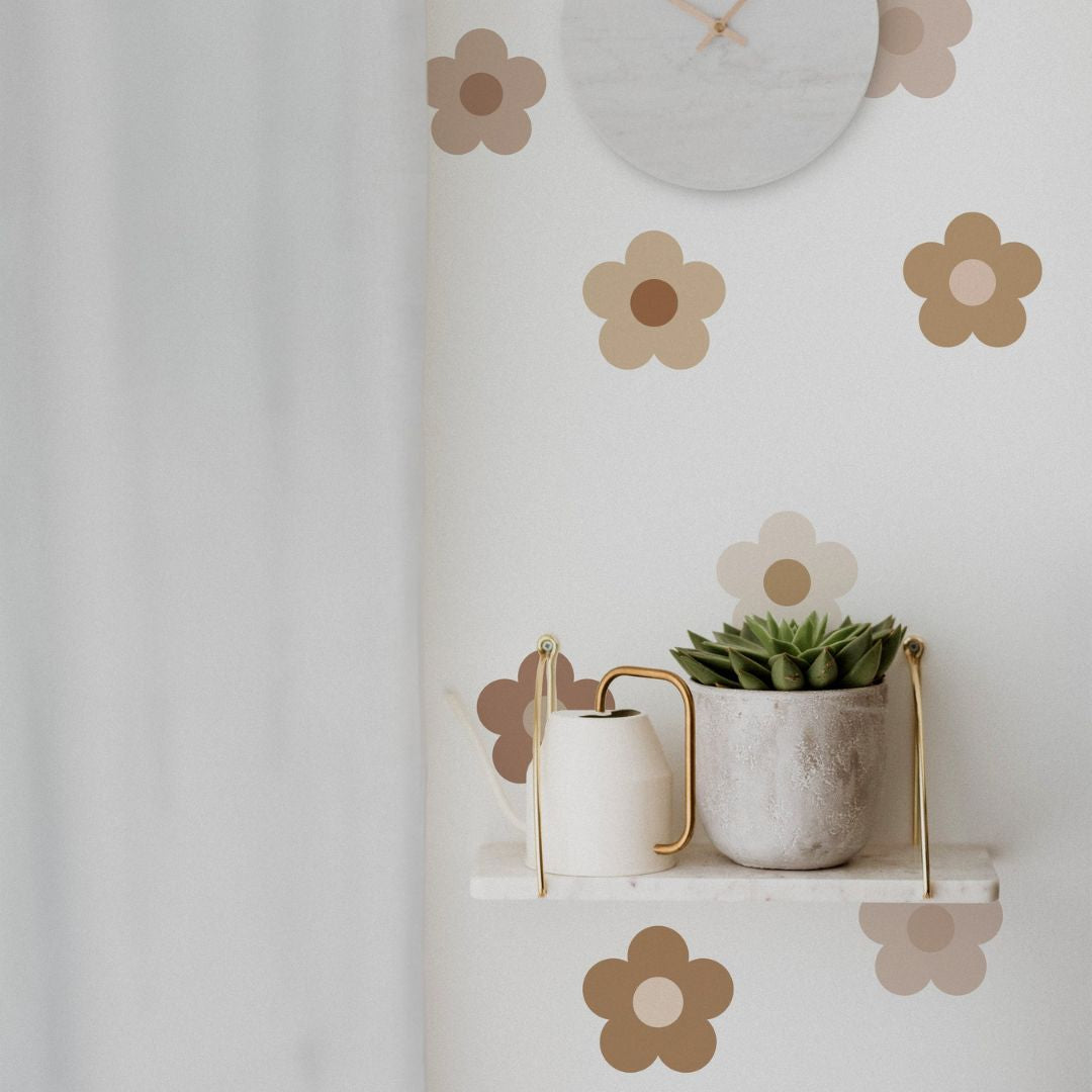 Round Flower Wall Decals - Brown
