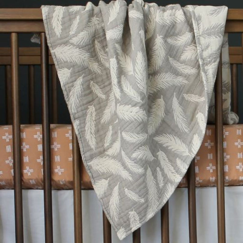 Gray Feather Jacquard Blanket