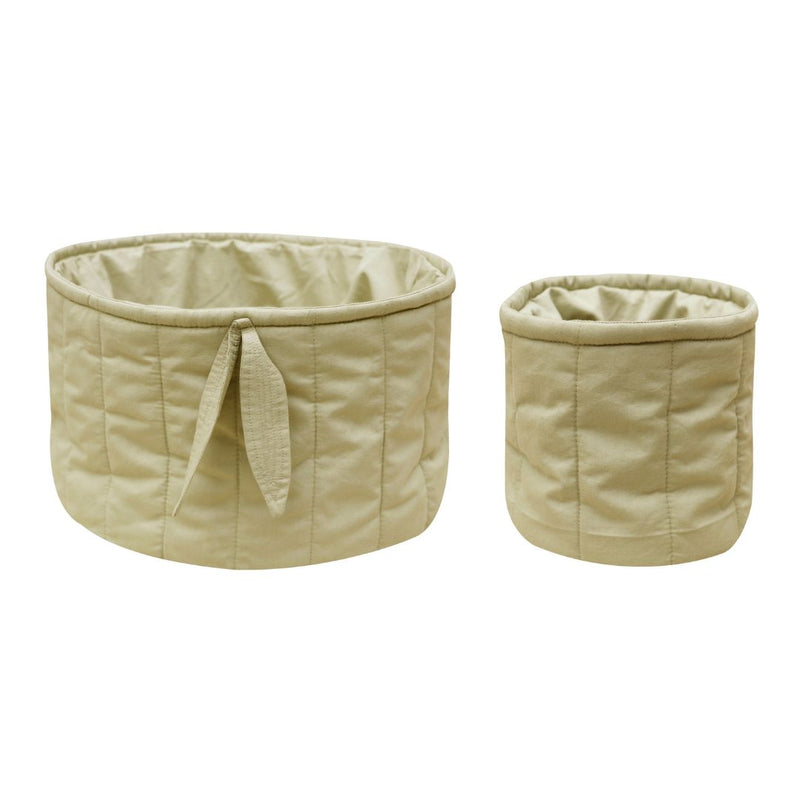 Bambie Set of Two Quilted Baskets - Olive