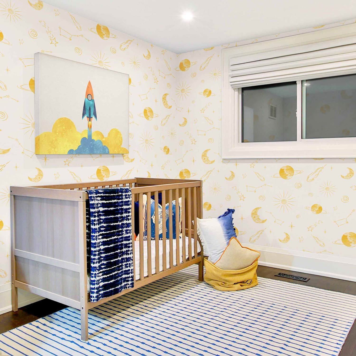Vintage Space Themed Wallpaper - Project Nursery