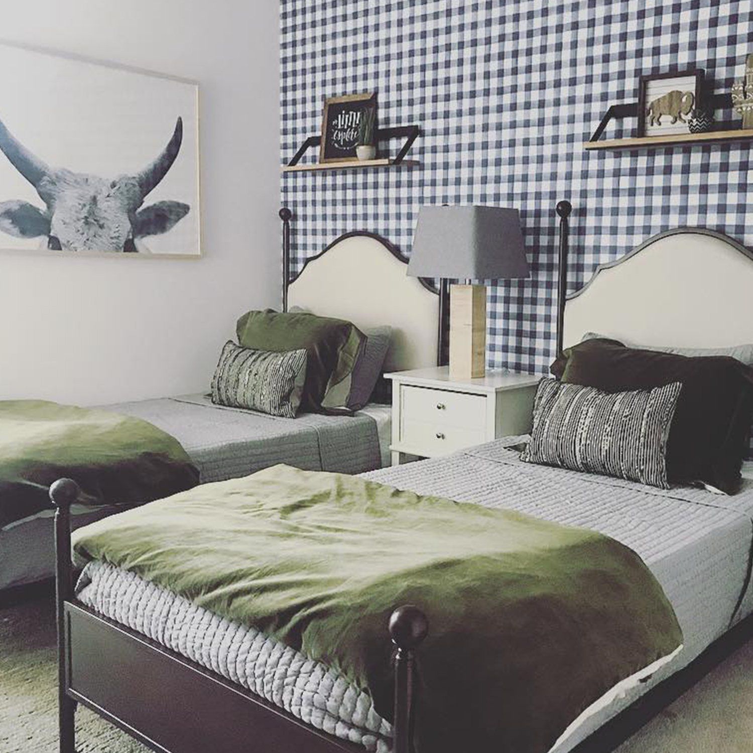 Blue Watercolor Gingham Wallpaper - Project Nursery