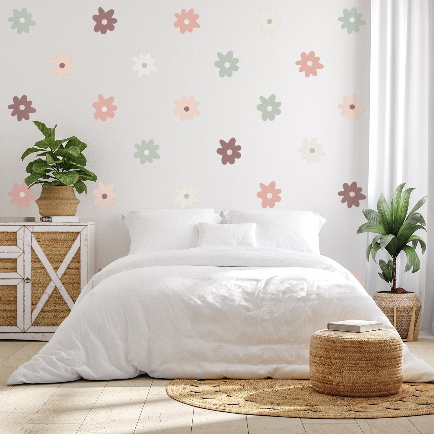 whimsy daisy wall decals blush