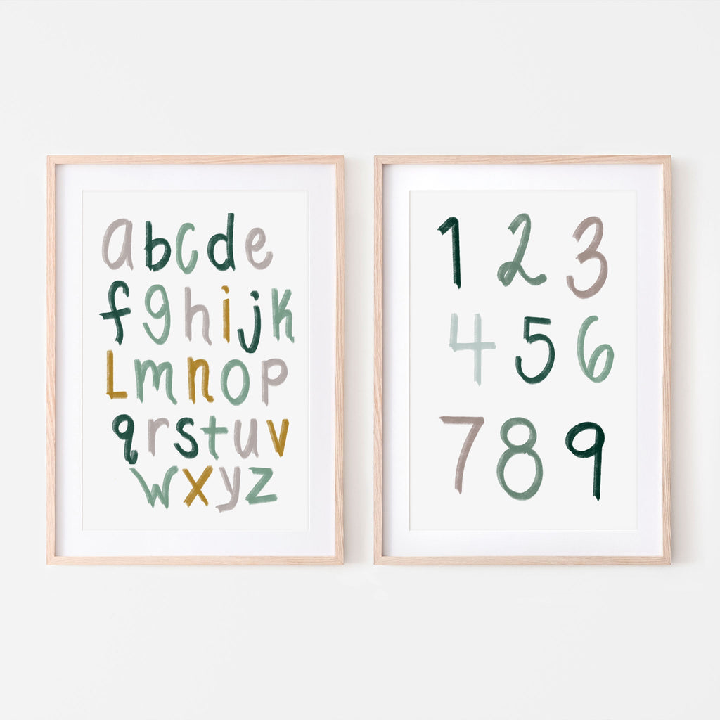 Woodland Alphabet + Numbers Art Prints Set Of 2 - Project Nursery