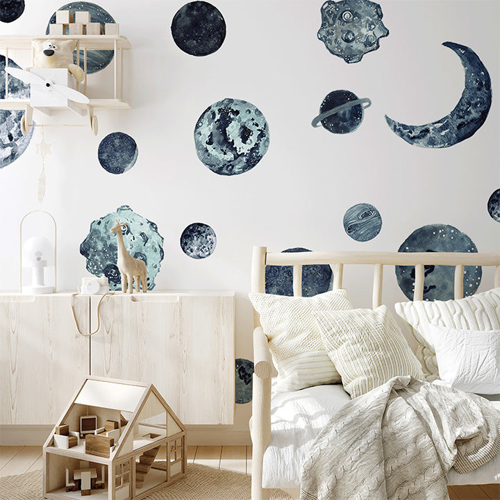 Blue Planets Wall Decal Set