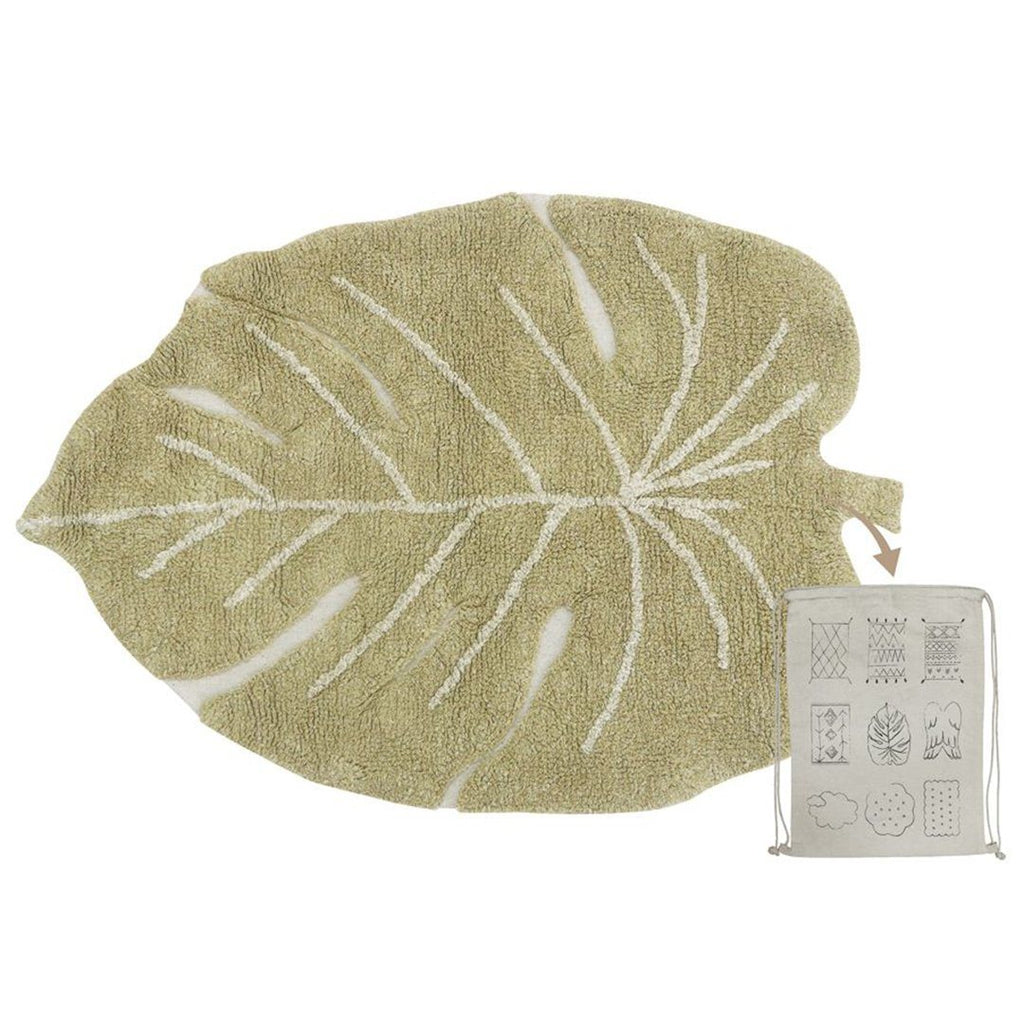 Mini Monstera Leaf Rug - Olive - Project Nursery