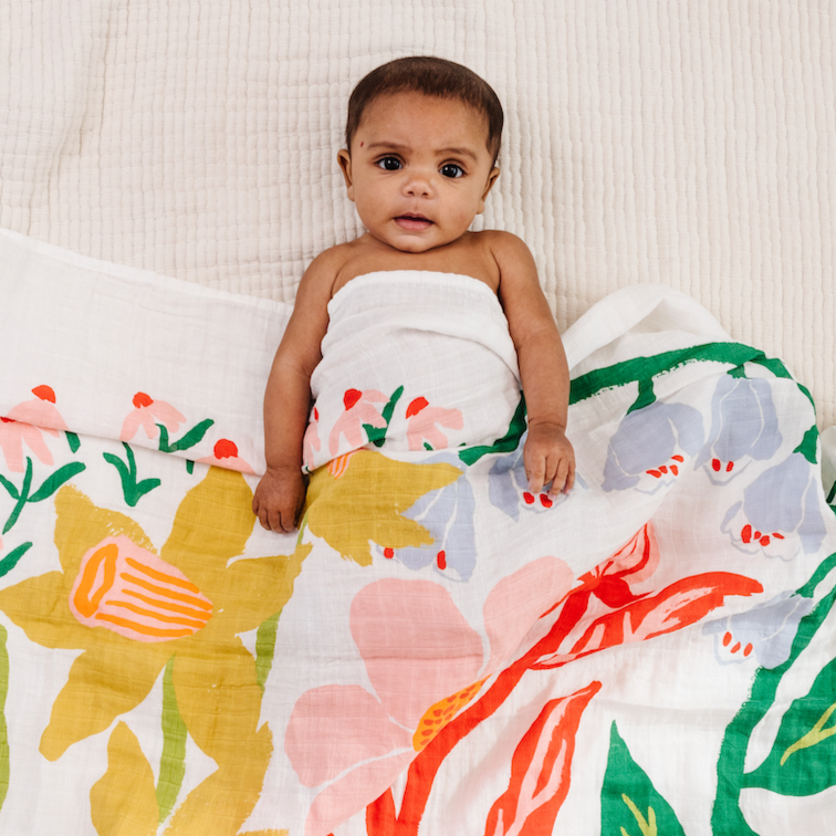 Cottage Garden Swaddle Blanket