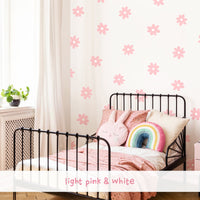 Daisy Flower Wall Stickers - Light Pink & White