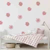 kids bedroom with pink color daisy floral wall decals